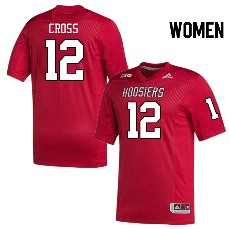 Women #12 Miles Cross Indiana Hoosiers College Football Jerseys Stitched-Crimson